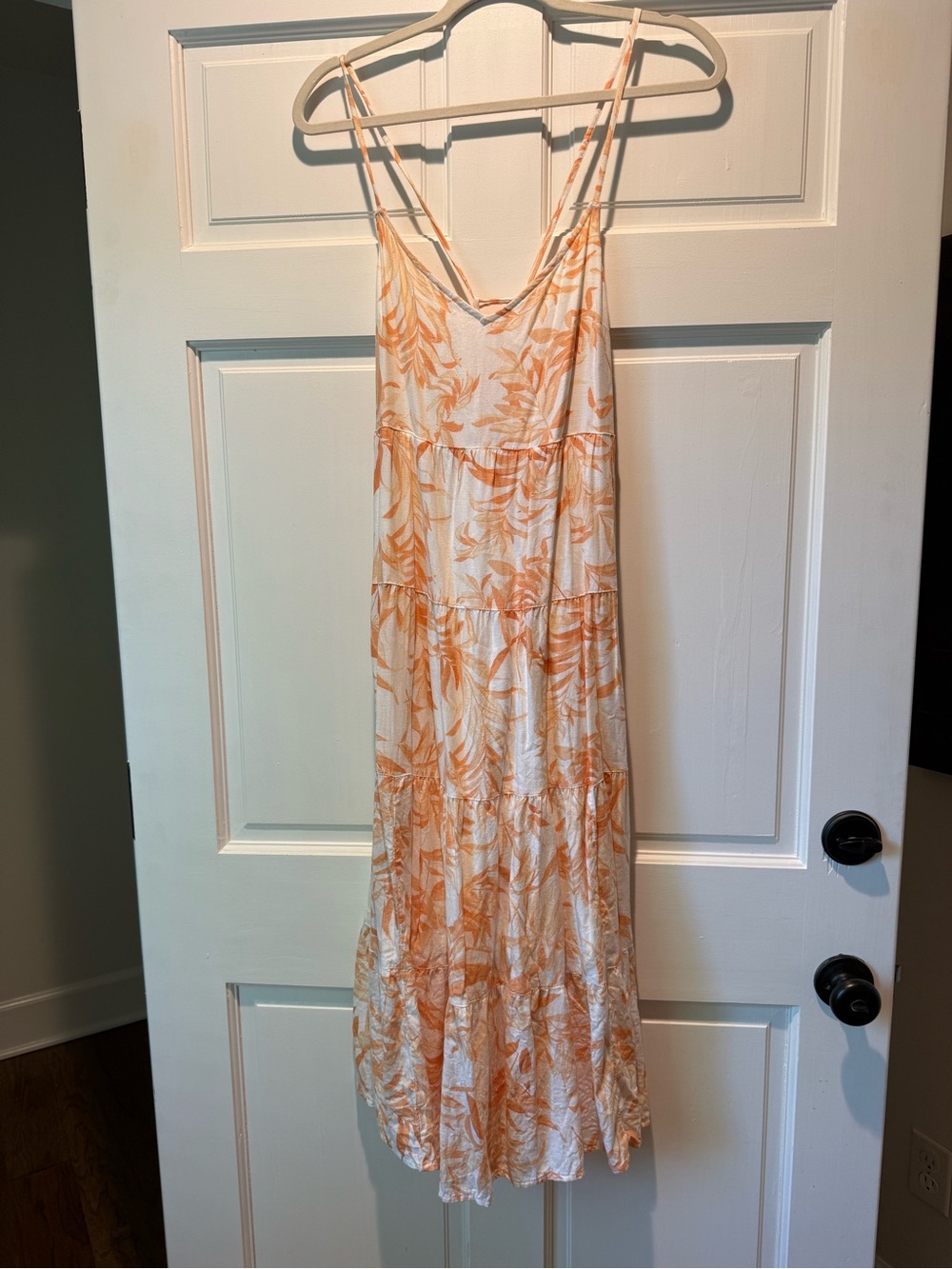 Abercrombie & Fitch White Dress with Orange Leaf Print